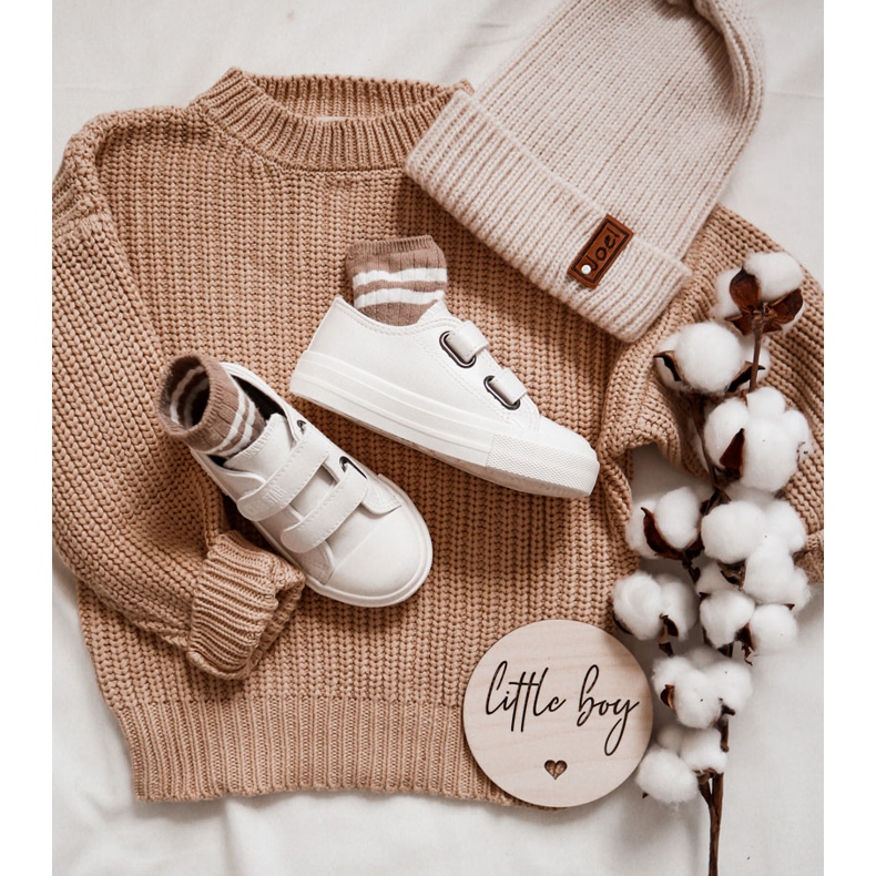 Lasten nahkalenkkarit tarranauhalla Big Star KK374093 Valkoinen 2