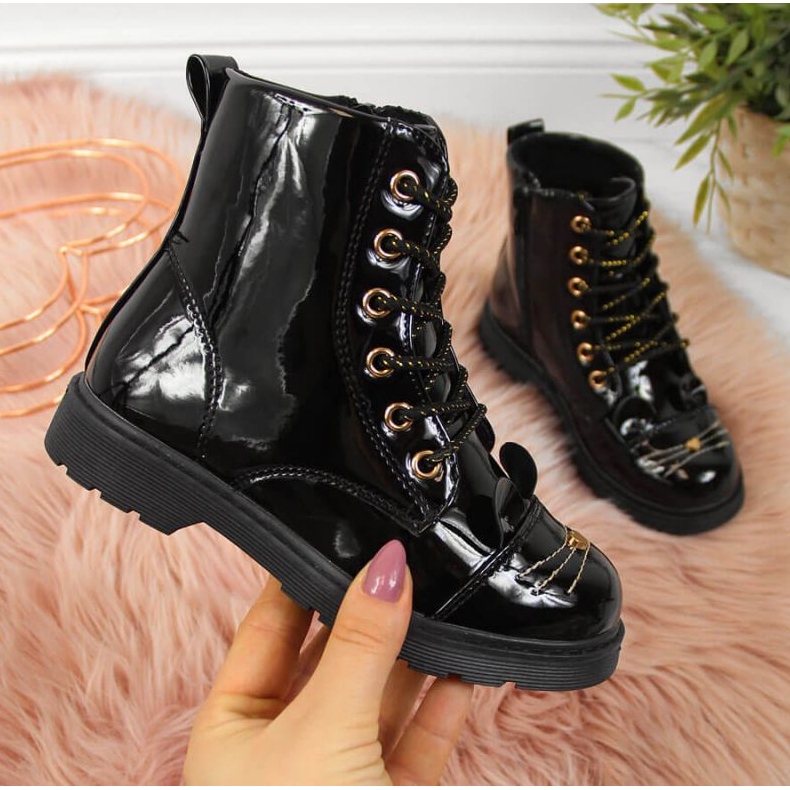 PA1 Eristetyt saappaat Jr EVE319A musta valkoinen 1