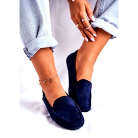 Evento Naisten Loaferit Navy Blue Suede sininen 1