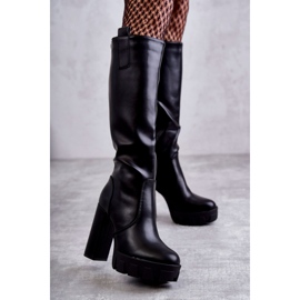 WS1 Muodikkaat Eco-nahkasaappaat Black Isabell -alustalla musta 1