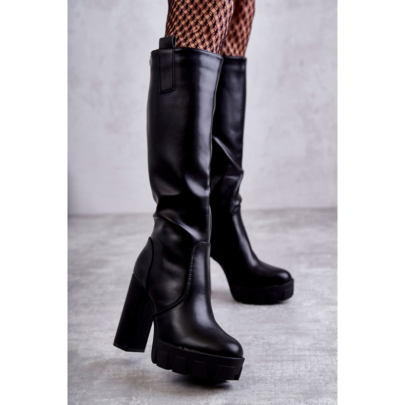 WS1 Muodikkaat Eco-nahkasaappaat Black Isabell -alustalla musta 1