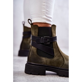 FE1 Naisten lämpimät saappaat Jodhpur-saappaat vyöllä Vihreä Jose 2