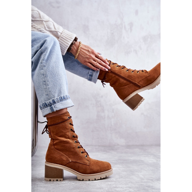 Naisten lämpimät korkokengät Camel Julieta ruskea 1