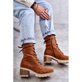 Naisten lämpimät korkokengät Camel Julieta ruskea 2