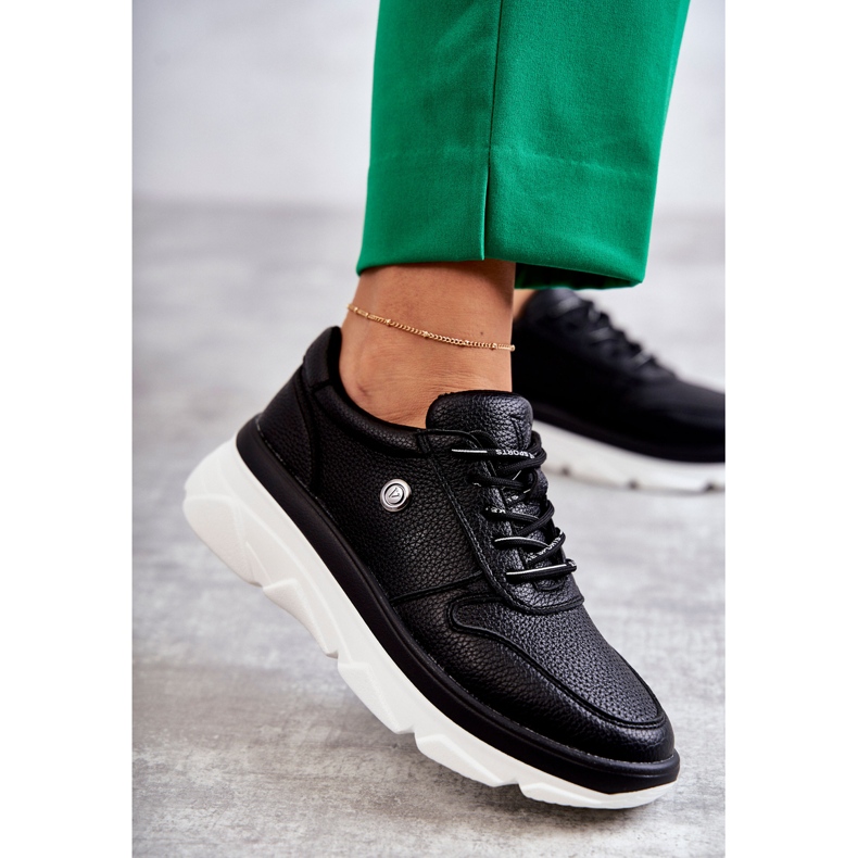 Vinceza Naisten mustat nahkaiset urheilukengät Camrose 2