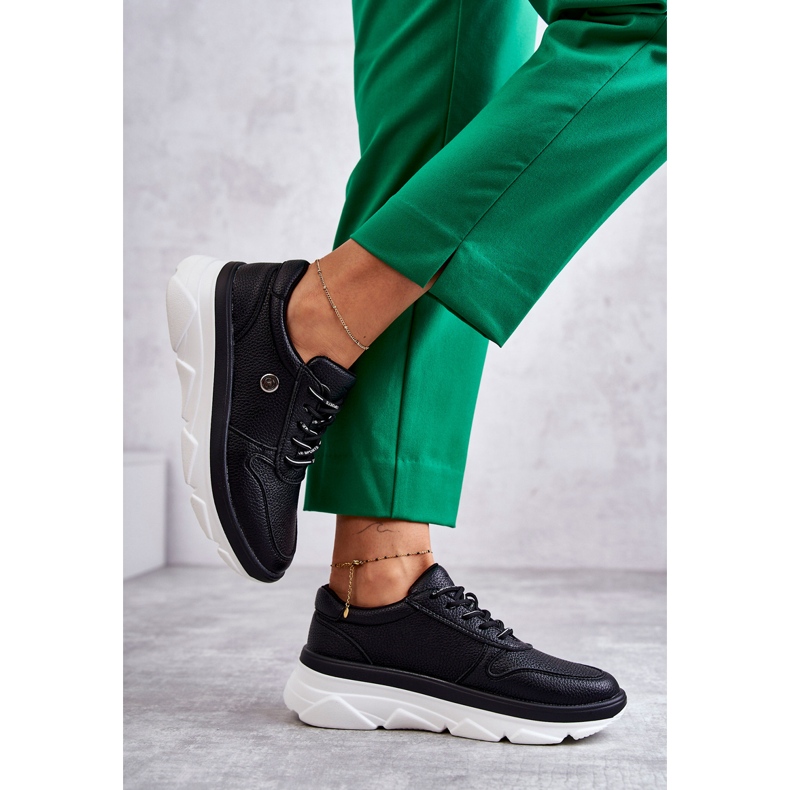 Vinceza Naisten mustat nahkaiset urheilukengät Camrose 1