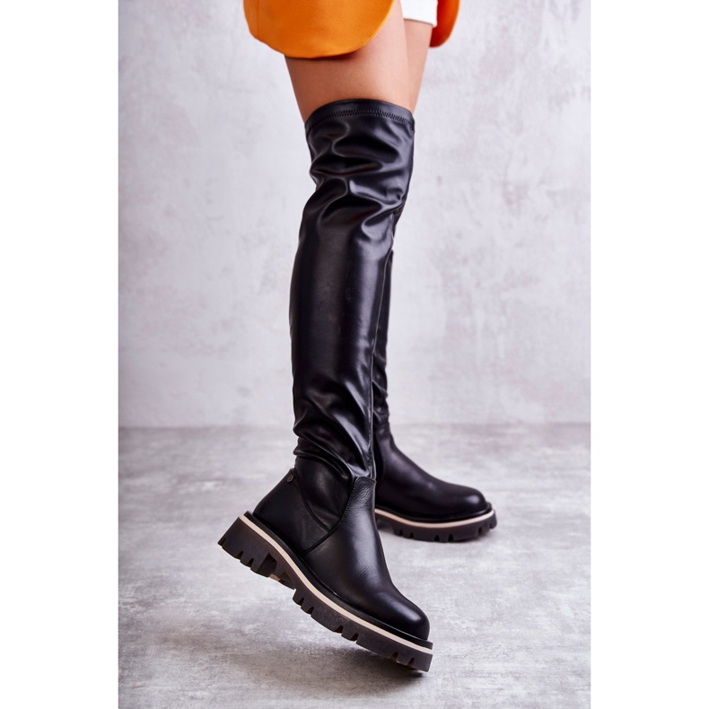 Nahkasaappaat polven yli GOE KK2N4024 Musta 1