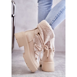 FS1 Naisten lumisaappaat, joissa lampaannahka beige Sanna ruskea 2