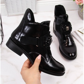 S.Barski S. Barskin eristetyt, lakatut naisten saappaat mustalla rusetilla 2