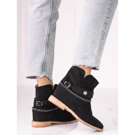 Naisten mokkanahkaiset cowboysaappaat Shelovet mustalla kiilalla 2