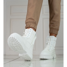 Naisten valkoiset lumisaappaat Shelovet-nauhoilla valkoinen 1