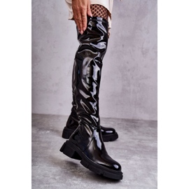 GOE Patentti KK2N4023 mustat saappaat polven yli tasaisella kantapäällä 1