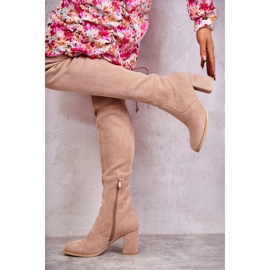 FE1 Klassiset Clarissa Beiget mokkanahkaiset korkeat saappaat ruskea 2