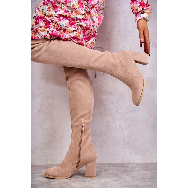 FE1 Klassiset Clarissa Beiget mokkanahkaiset korkeat saappaat ruskea 2