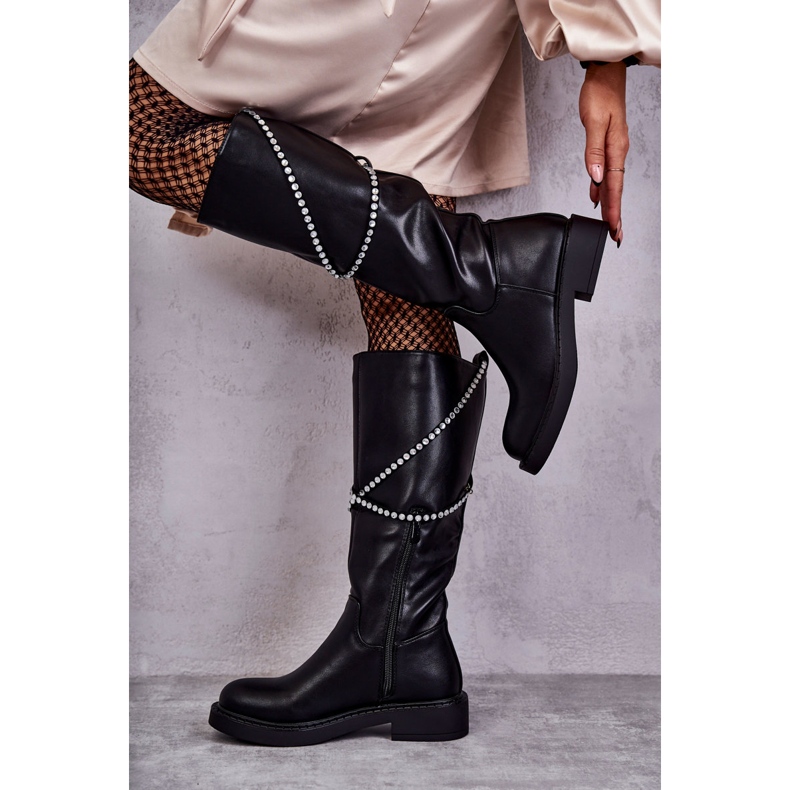 FS1 Naisten mustat saappaat koristeilla Musta Finlay 1