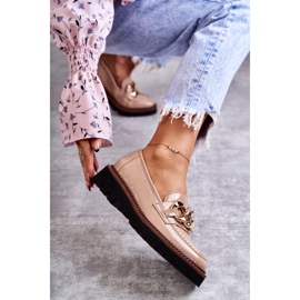 Vinceza Lakatut loaferit beigellä Reidun-alustalla ruskea 1