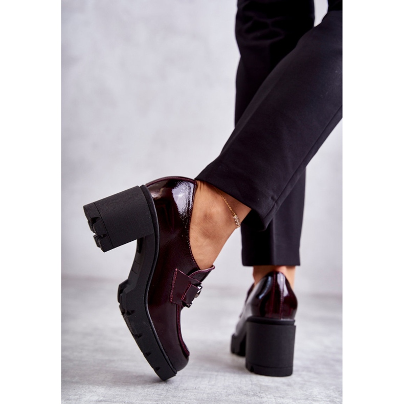 PL5 Tyylikkäät kengät pylväässä hopeakoristeella, viininpunainen Harmell 2