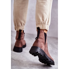 PJ1 Mokkanahkaiset lämpimät saappaat litteällä kantapäällä Vaaleanruskea Salome 2