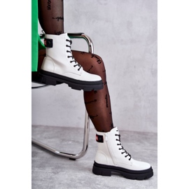 S.Barski Naisten lakatut saappaat Lace-up Workers White Conny valkoinen 1