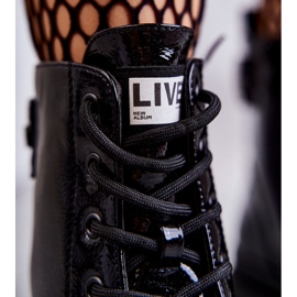 S.Barski Naisten lakatut saappaat, nauhakengät, musta Conny 2