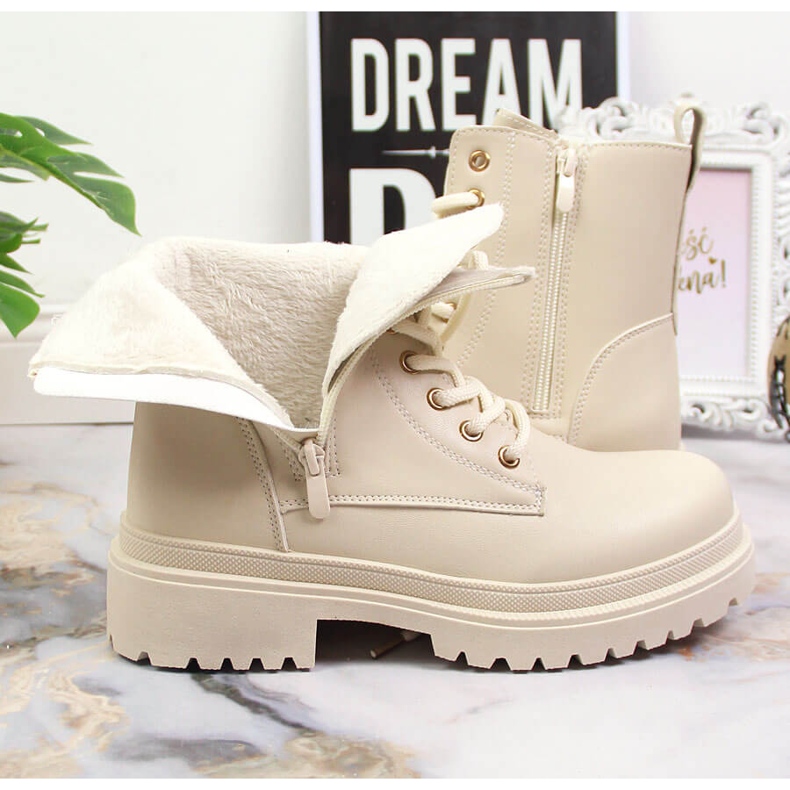 Naisten beigenväriset lämpimät saappaat eVento 2