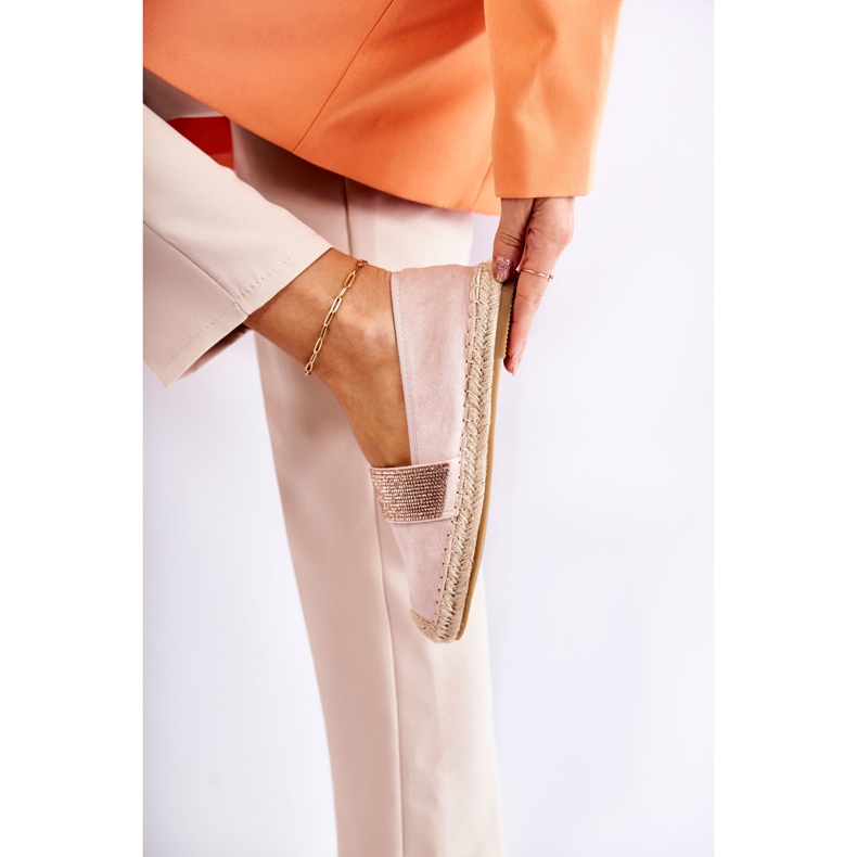 Naisten espadrillit vaaleanpunaisilla zirkonioilla vaaleanpunainen 4