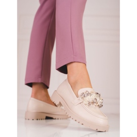 Shelovet naisten mokkanahkahousut beigeillä kristalleilla 2