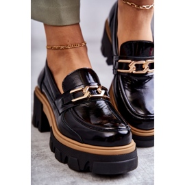 PL5 Lakatut korkokengät kultaisella ornamentilla musta Lurdes 1