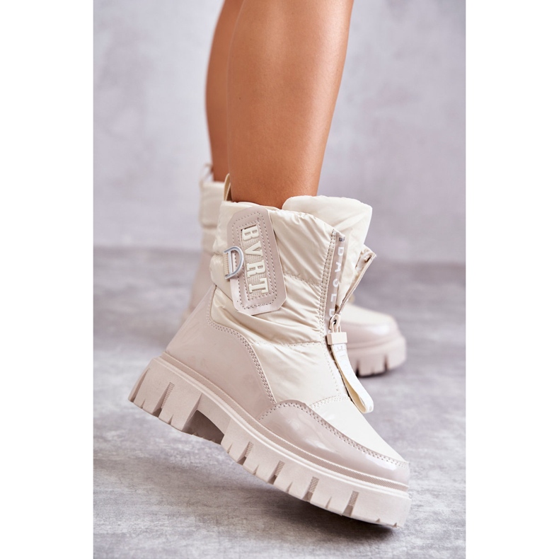 PM1 Naisten beigenväriset lämpimät lumisaappaat vetoketjulla Marit 1