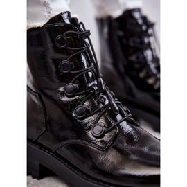 PJ1 Naisten lakatut lämpimät saappaat uurretulla mustalla Helialla 2