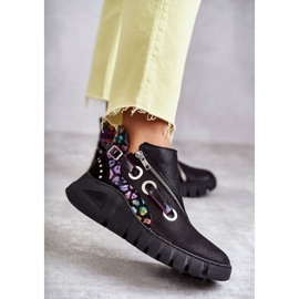 Nahkaiset Maciejka-saappaat täplillä 05660-20 musta monivärinen 1