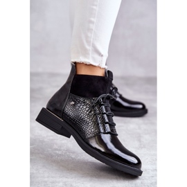 Vinceza Lakatut mustat lämpimät nauhalliset saappaat Cathrine 2