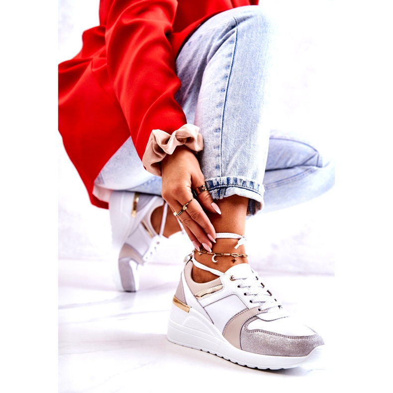 S.Barski Nahkaiset urheilukengät kiilalla valkoinen ja harmaa Rayana 1