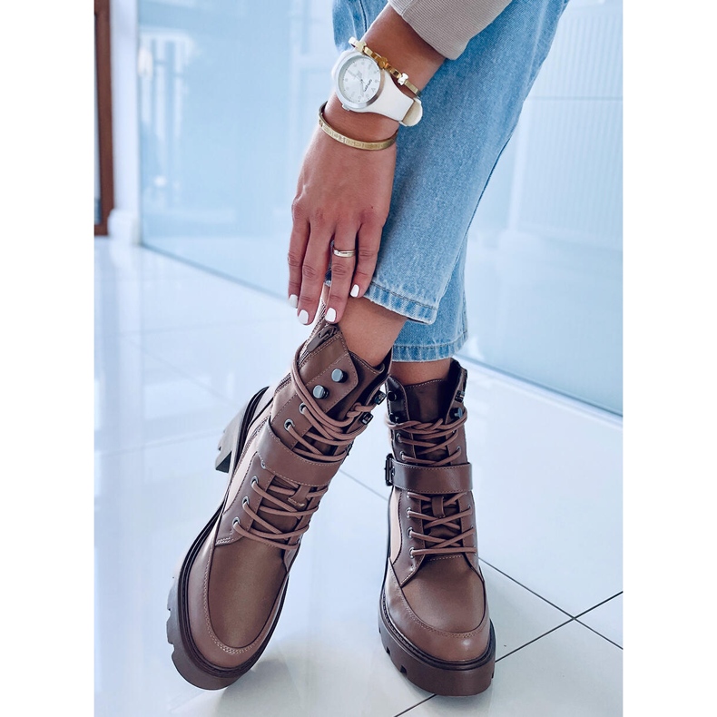 Brooks Khaki -korkoiset nauhalliset saappaat beige ruskea 2