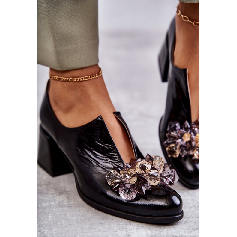 PA2 Sileät nahkakengät, joissa on kirkas ornamentti musta Delaver 1