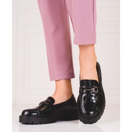 Naisten mokasiinit paksussa Shelovet-pohjassa musta 1