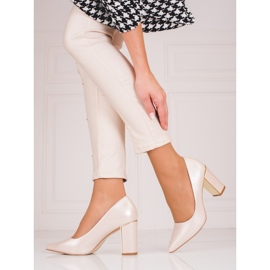 Naisten mustat pumput korkeassa Shelovet-tolppassa beige 1