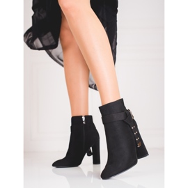 Naisten saappaat pylväässä ekologisesta Shelovet mokkanahkasta musta 2