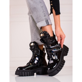 Naisten lakatut saappaat Shelovet-alustalla musta 1