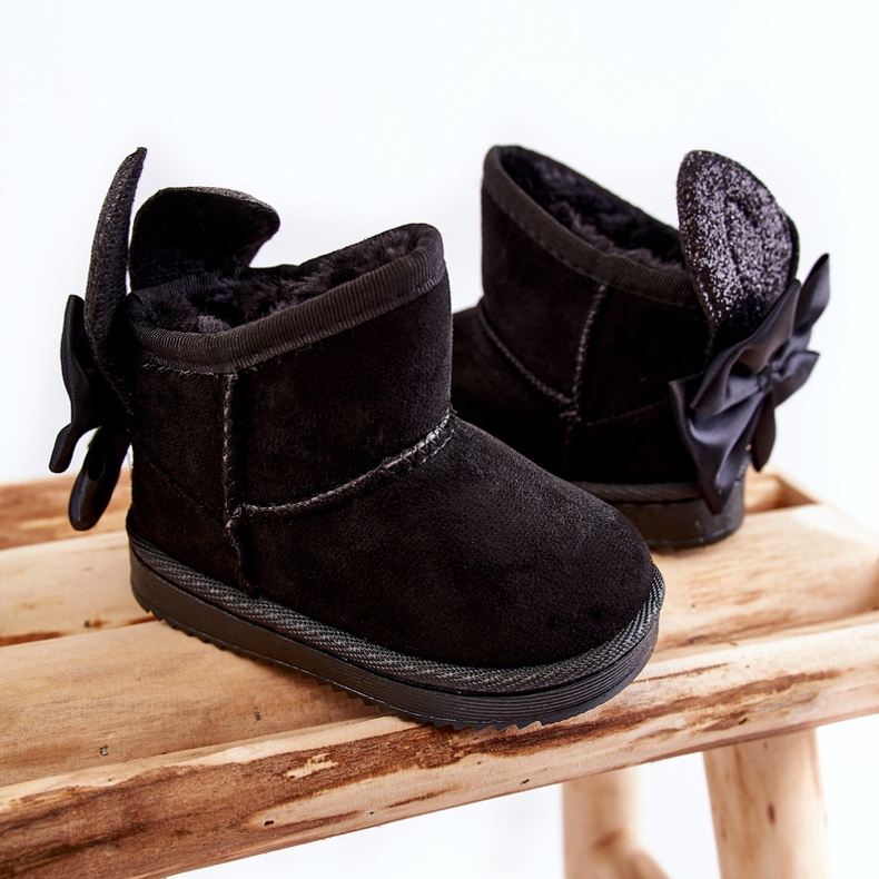 Tyttöjen mustat Meriva lämpimät lumisaappaat rusetilla 2