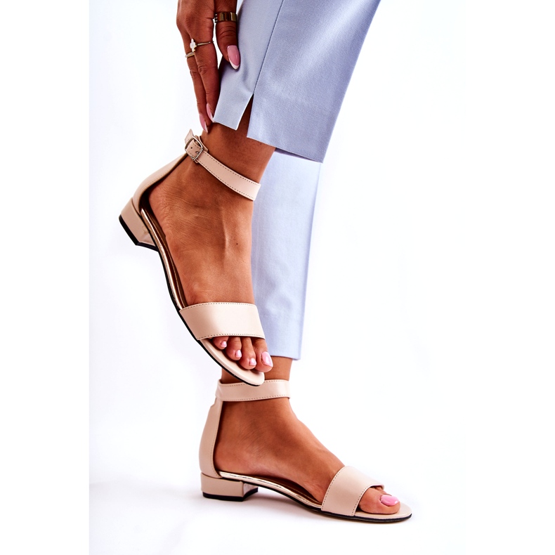 PA2 Naisten nahkasandaalit beige Shanley 4099 2