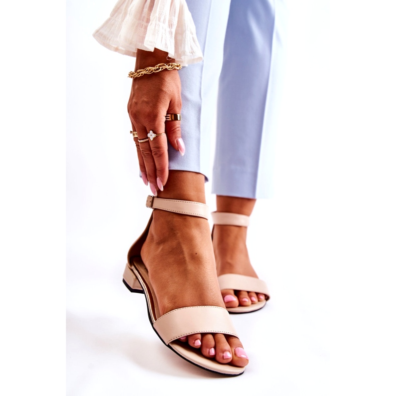 PA2 Naisten nahkasandaalit beige Shanley 4099 1