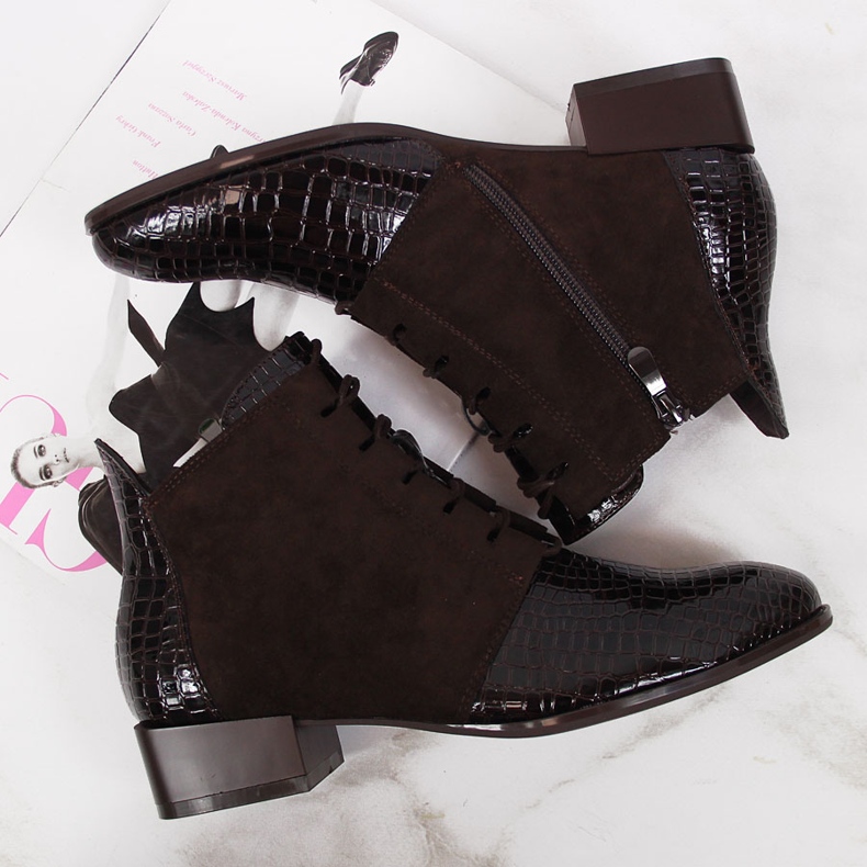 Naisten saappaat eristetty ruskea käärmeennahka Filippo 1