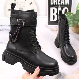 Naisten mustat nahkalaukut ketjulla, lämmitetty musta Big Star KK274486 1