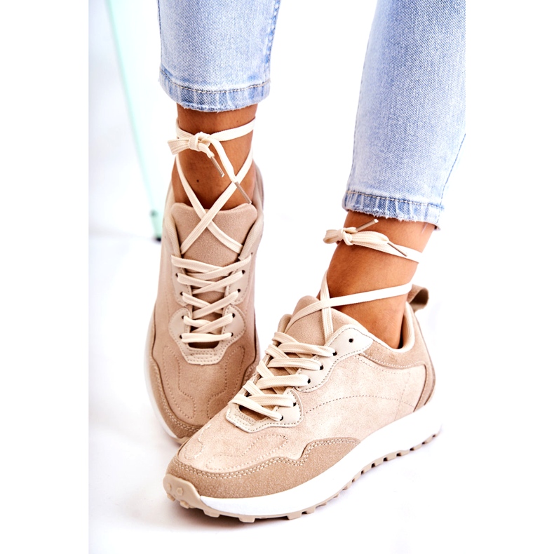 PG1 Naisten mokkanahkaiset urheilukengät beige Nayla 1