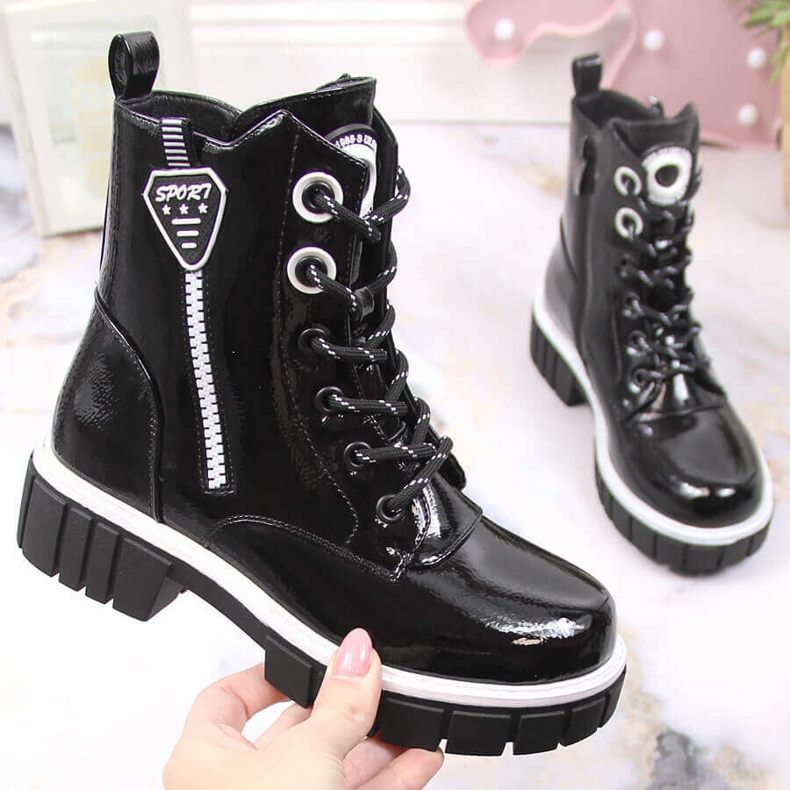 S.Barski S. Barskin mustat eristetyt lakatut saappaat tytöille 1