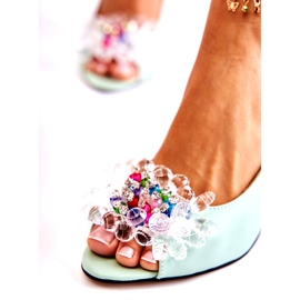 Muodikkaat nahkapumput sandaalit Green Meriss 1450-0 -koristeella vihreä 4