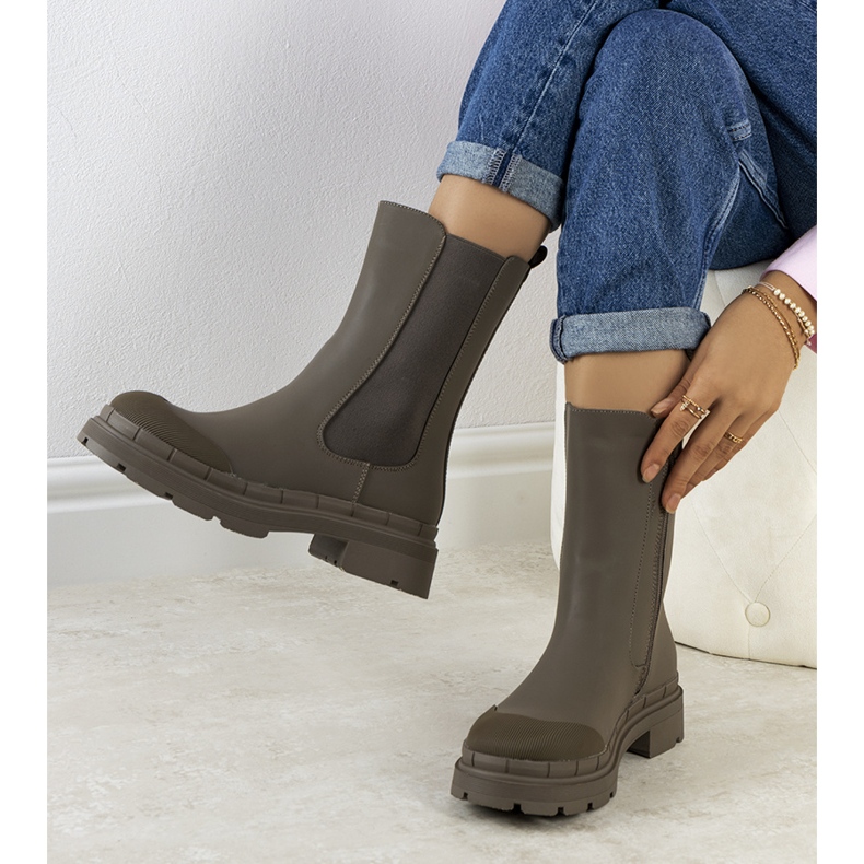 Tummanvihreät mattaiset Antede-saappaat 1