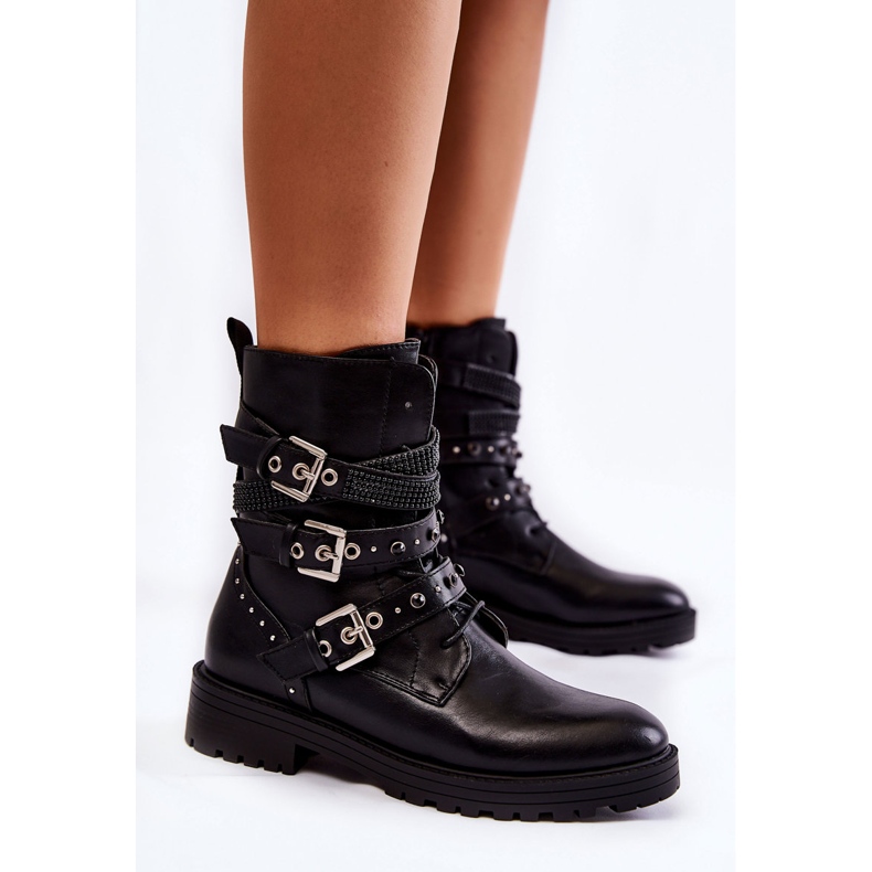 PG1 Naisten lämpimät saappaat, joissa on nauhat, musta Lambert 2