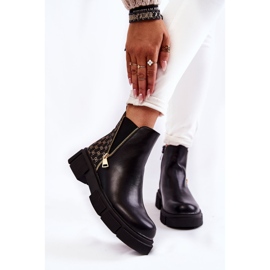 PG1 Naisten nahkasaappaat koristeellisella vetoketjulla, musta Lorra 1